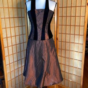 Scott McClintock Dress 3 pc Top Skirt Jacket Brown Taffeta Dress